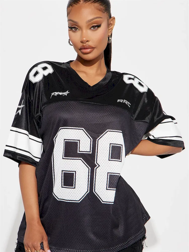 Women Fashion Casual Loose Patchwork Digital Print Short Sleeve V-Neck Jersey T-Shirt - Image 4