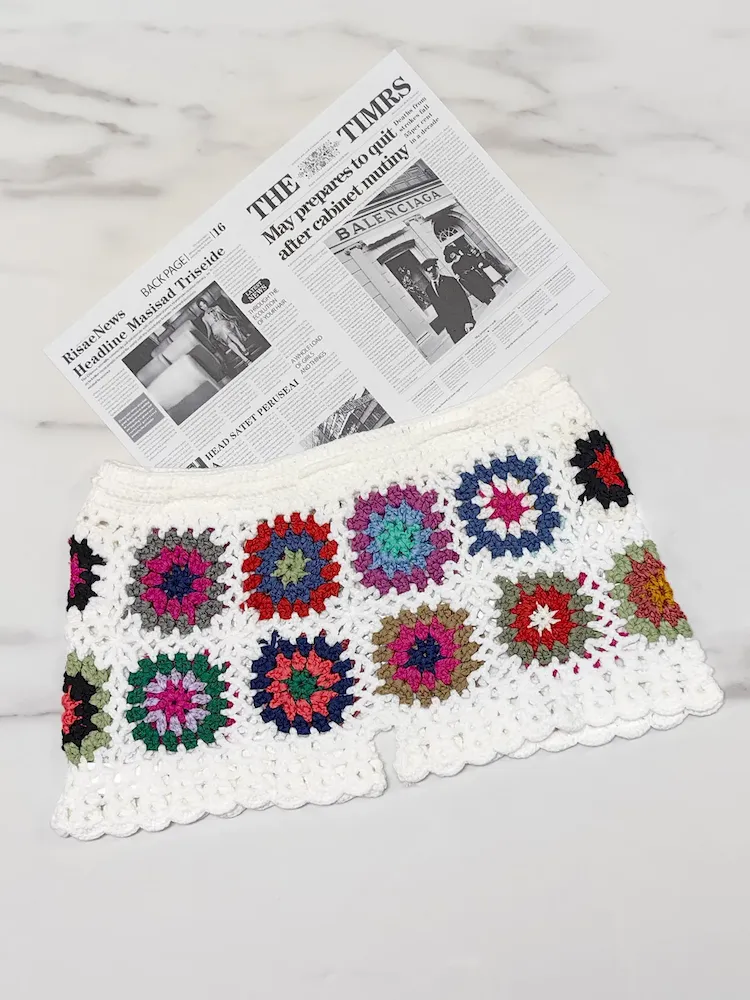 Women Fashion Casual Vacation Patchwork Drawstring Knitted Hollow-Out Shorts - Image 4