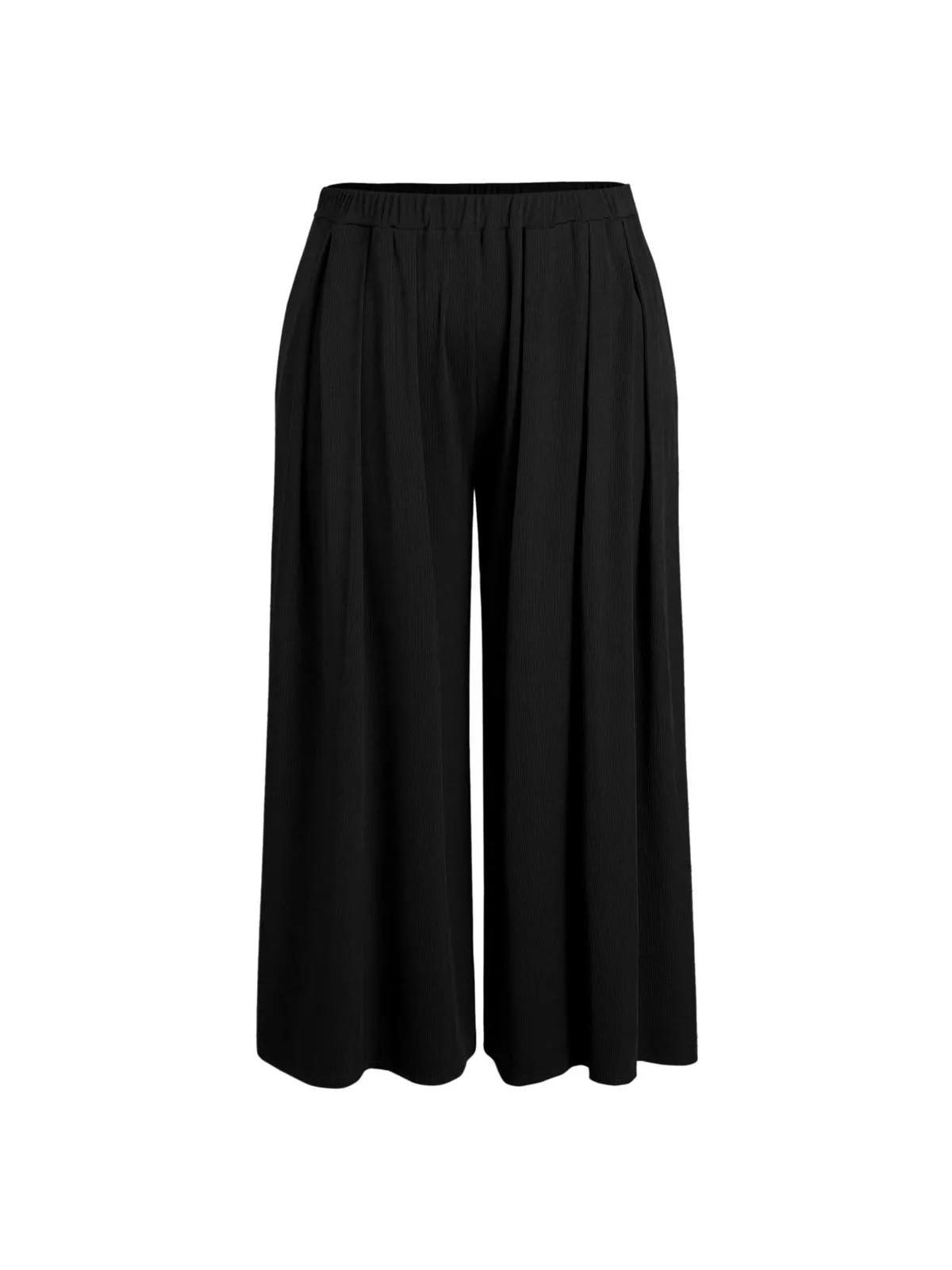 Women Casual Plus Size Solid Color Loose Elastic-Waist Pants - Image 4